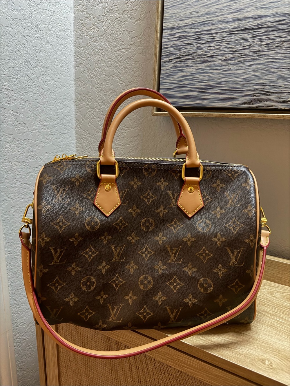 Designer Monogram Messenger Bag in Brown